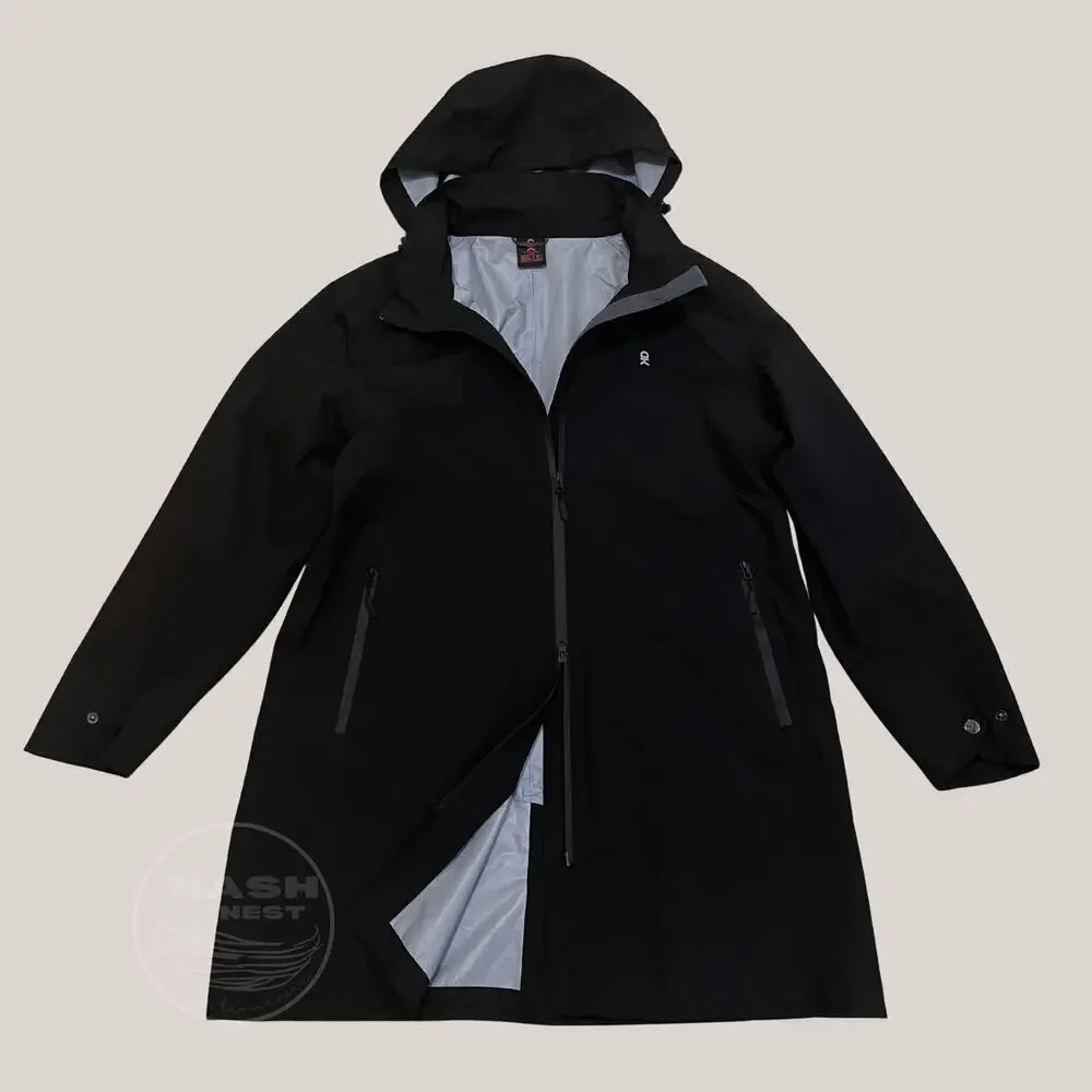 Little Donkey Andy Women’s Softshell Long Hooded Raincoat Jacket | Black XL NWOT